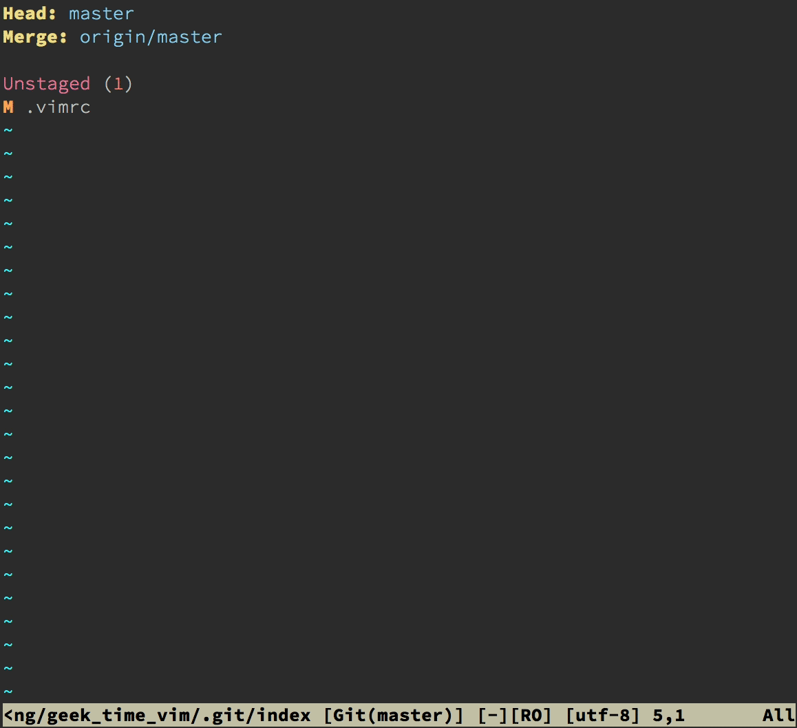 在 :Git 命令后使用部分快捷键 Fig15.5
